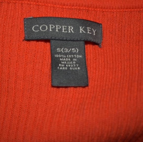Copper Key Button Front Cardigan Sweater Orange S - Picture 5 of 5